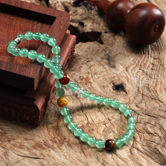 Taiji & Bagua Natural Ethereal Green Crystal Long Bracelet (Wood Element Energy)