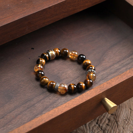 天師府祕製|至哉坤元檸檬黃混元珠天然黃水晶手串-土五行能量