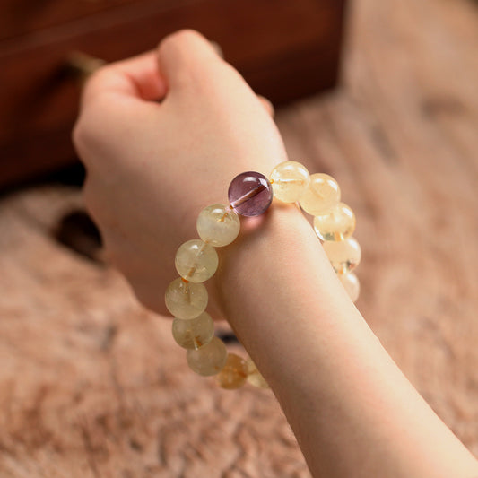 天師府祕製|至哉坤元檸檬黃混元珠天然黃水晶手串-土五行能量