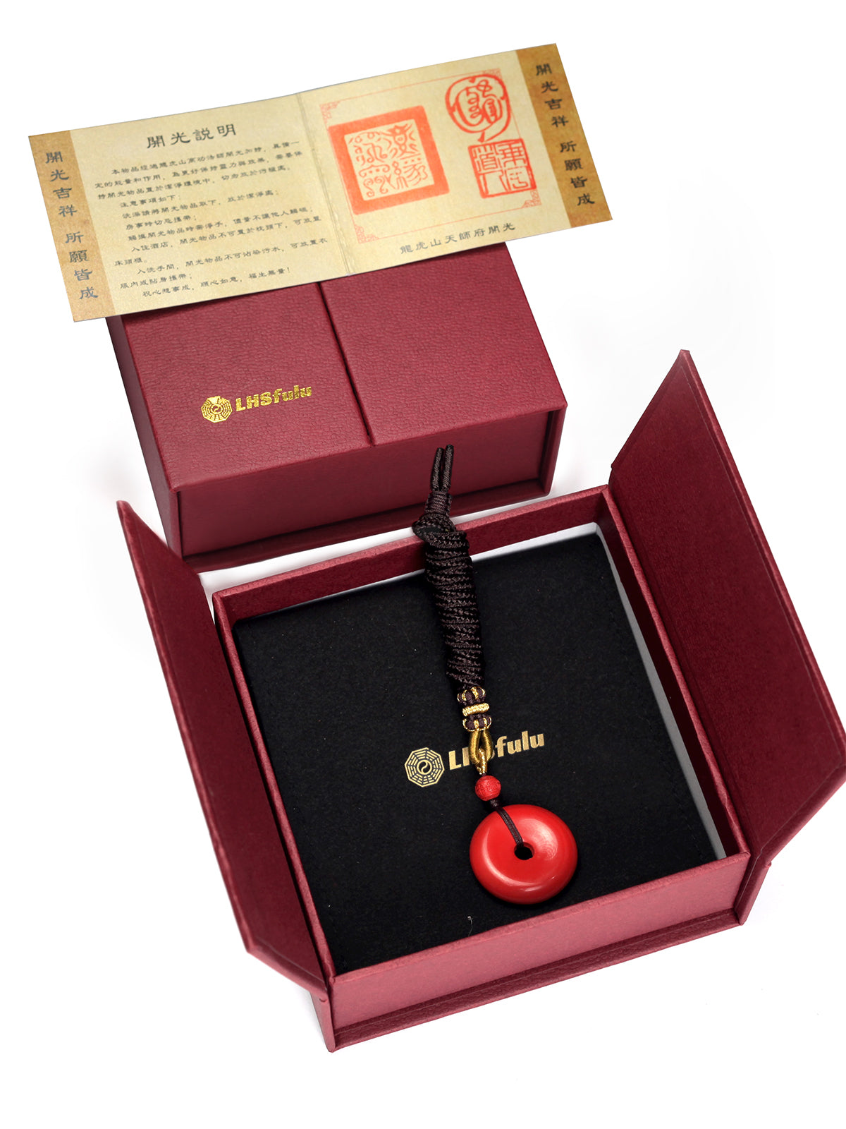 this piece draws upon the profound principles of ""Heaven is round, Earth is square"" and ""the Tao follows Nature."" It uses the Taiji 'twin fish' to symbolize the harmony of yin and yang, and the 'Peace Buckle' shape to represent the perfection of Heaven and Earth. It is a personal ritual implement that merges Taoist philosophy with protective spiritual energy.