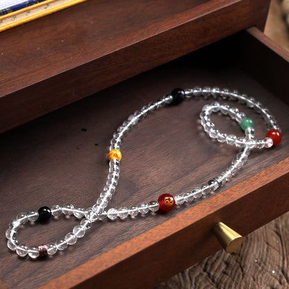 天師府祕製｜道家平安符太極凝輝天然月魄白水晶長串-金五行能量