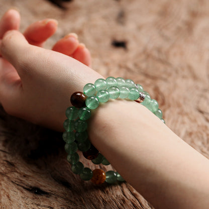 Taiji & Bagua Natural Ethereal Green Crystal Long Bracelet (Wood Element Energy)