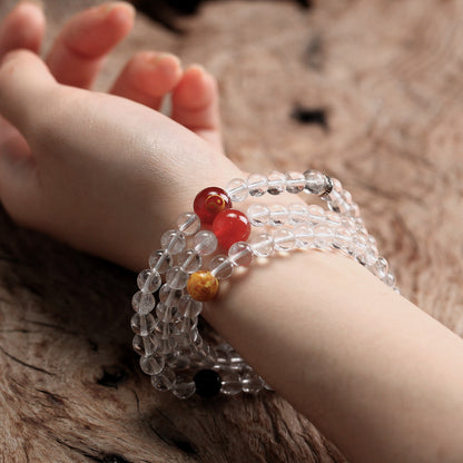 天師府祕製｜道家平安符太極凝輝天然月魄白水晶長串-金五行能量