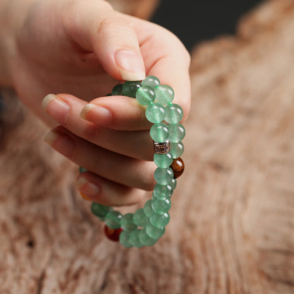 Taiji & Bagua Natural Ethereal Green Crystal Long Bracelet (Wood Element Energy)