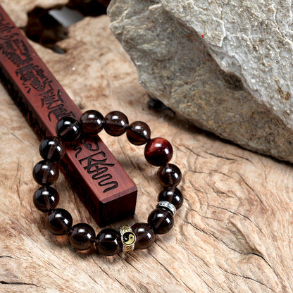 天師府祕製｜道家太極九字真言八卦混元珠天然玄武黑水晶手串-水五行能量