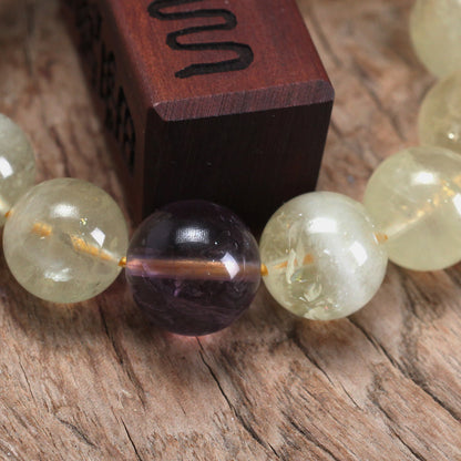 天師府祕製｜道家護身符艮德凝瑞天然虎眼石黃水晶手串-土五行能量