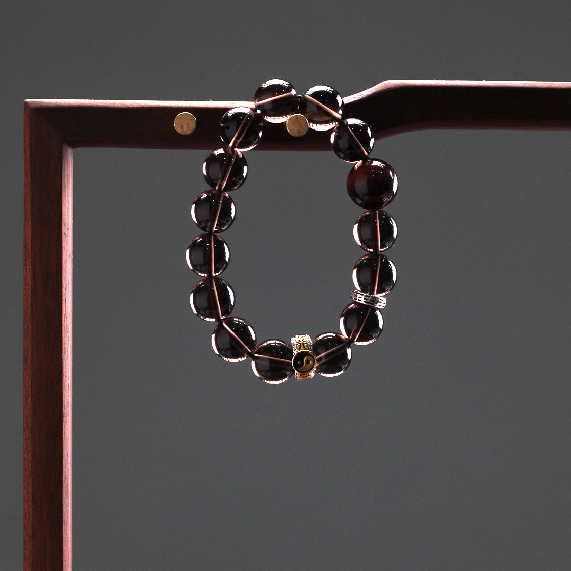 天師府祕製｜道家太極九字真言八卦混元珠天然玄武黑水晶手串-水五行能量