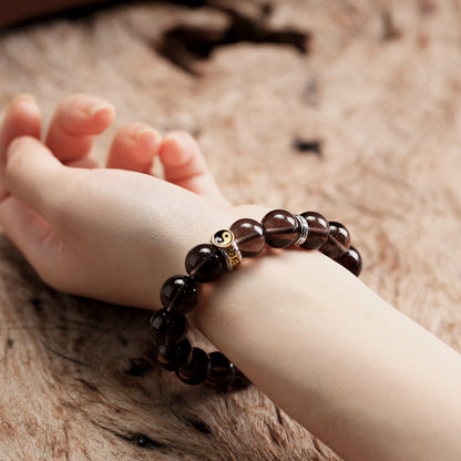 天師府祕製｜道家太極九字真言八卦混元珠天然玄武黑水晶手串-水五行能量