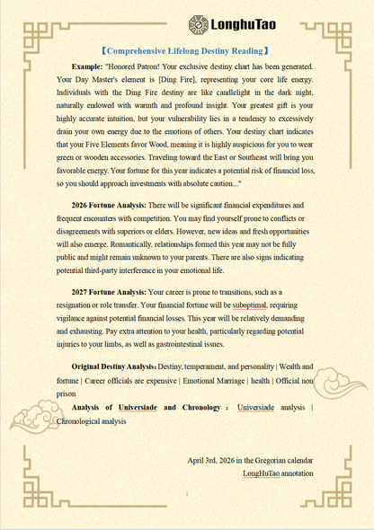 LonghuTao Master Destiny and Fortune Analysis
