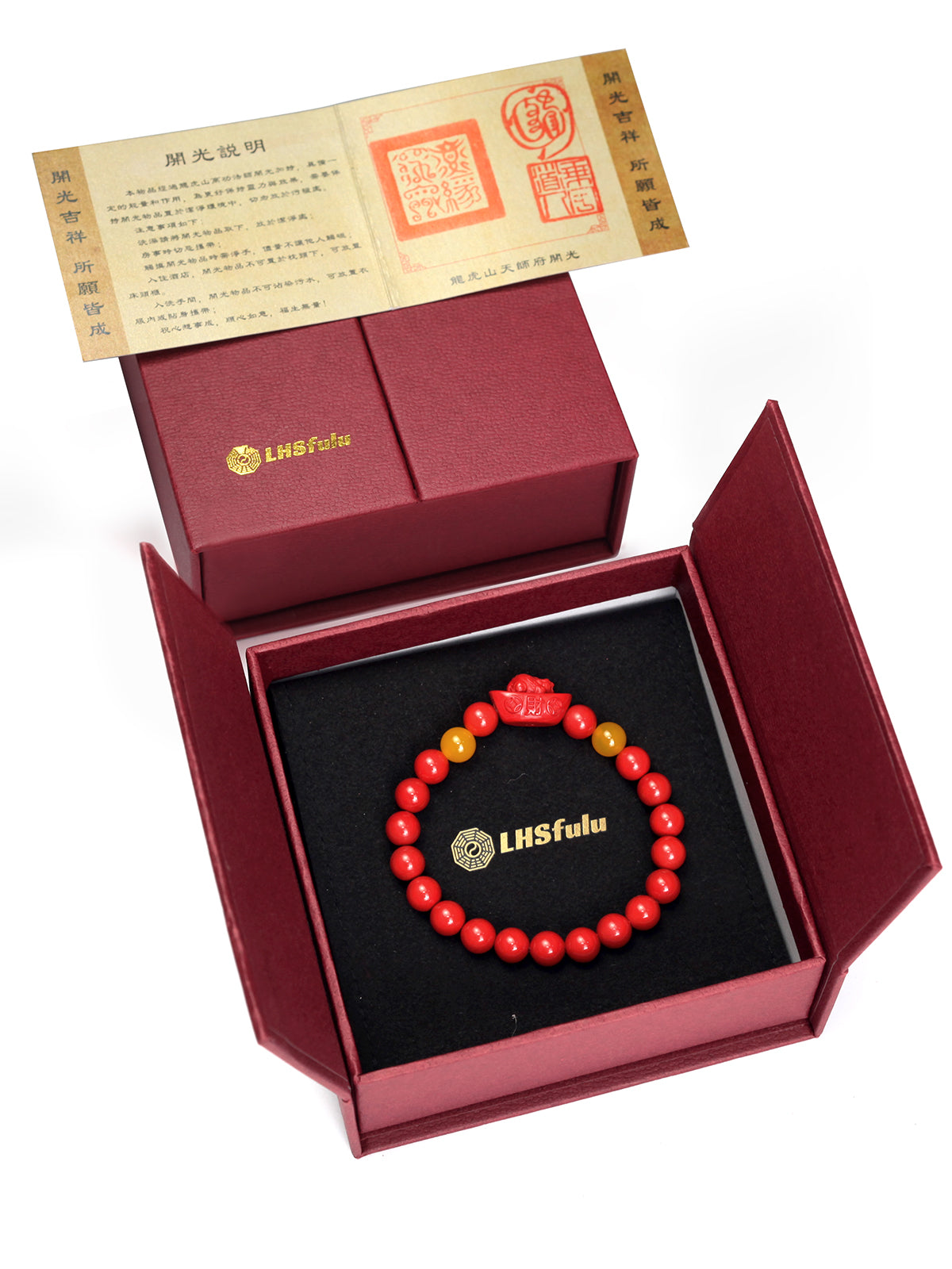 this piece draws upon the auspicious signs of the ""Pixiu gathering wealth, and the Lotus Pod gathering connections."" Crafted from refined Chenzhou Cinnabar into the forms of a guardian Pixiu and a seed-bearing Lotus Pod, it embodies the principle of ""All Requests Granted, and Ten Thousand Connections Harmonized."" It is a supreme ritual implement that merges a thousand-year spiritual tradition with profound protective energy.