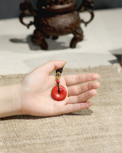 this piece draws upon the profound principles of ""Heaven is round, Earth is square"" and ""the Tao follows Nature."" It uses the Taiji 'twin fish' to symbolize the harmony of yin and yang, and the 'Peace Buckle' shape to represent the perfection of Heaven and Earth. It is a personal ritual implement that merges Taoist philosophy with protective spiritual energy.