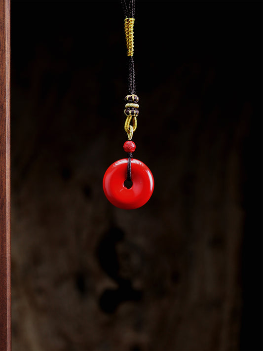 this piece draws upon the profound principles of ""Heaven is round, Earth is square"" and ""the Tao follows Nature."" It uses the Taiji 'twin fish' to symbolize the harmony of yin and yang, and the 'Peace Buckle' shape to represent the perfection of Heaven and Earth. It is a personal ritual implement that merges Taoist philosophy with protective spiritual energy.