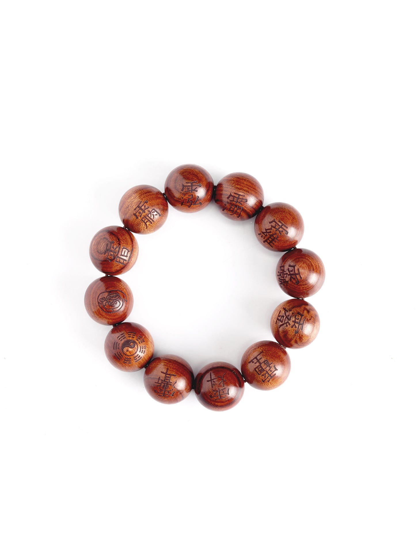 This bracelet is crafted from specially selected natural thunderstruck wood of exceptionally strong energy. Upon the surface of the beads are not ordinary talismanic script, but rather the 'Mihui' (Secret Celestial Names), personally hand-drawn by a High Priest of Longhu Mountain. 'Mihui' are the core cosmic passwords and secret designations of the deities in the celestial realm. They are the most direct path to communicating with the power of a specific divinity. Each Secret Name corresponds to a single de
