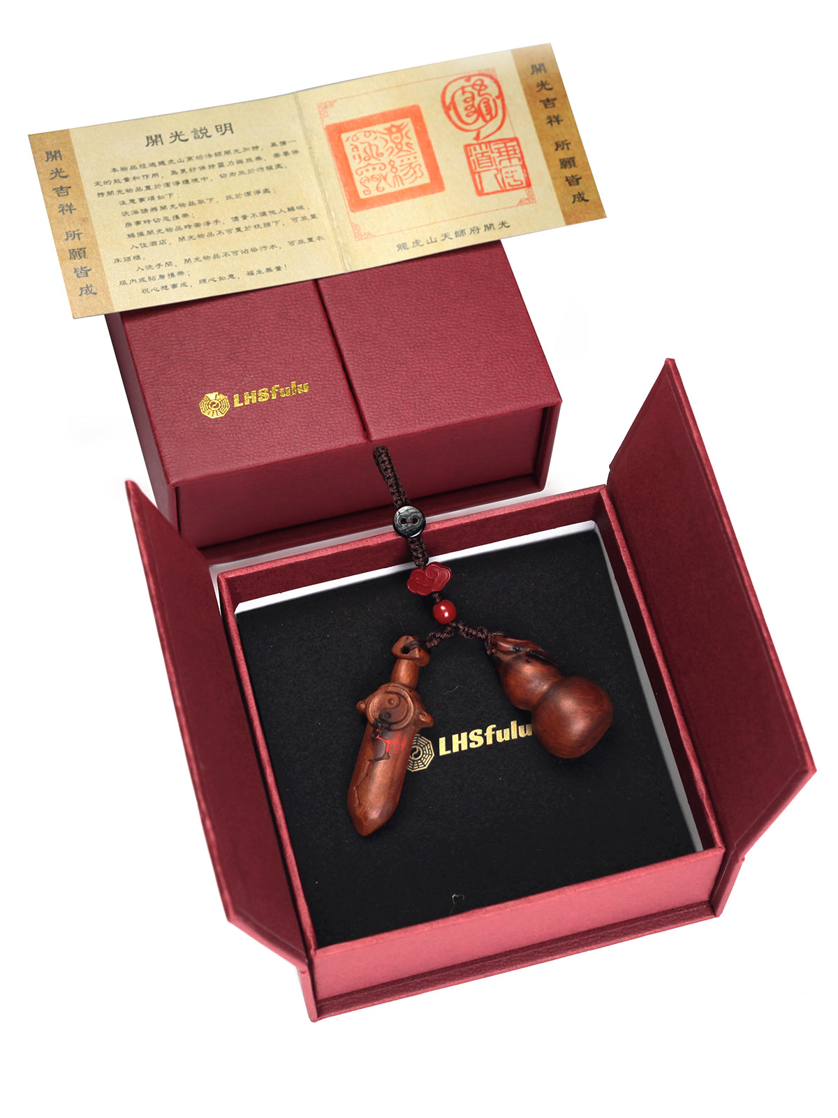 this is a creation that gathers the great power of Heaven, Earth, and Nature. Crafted from meticulously selected 100-year-old thunderstruck jujube wood, which carries the energy of both a century of time and the power of lightning, the secret 'Five Thunders Seal-Talisman' is carved into its foundation of ultimate-yang and unyielding energy, perfectly merging the divine power of nature with the secret rites of the Tao.