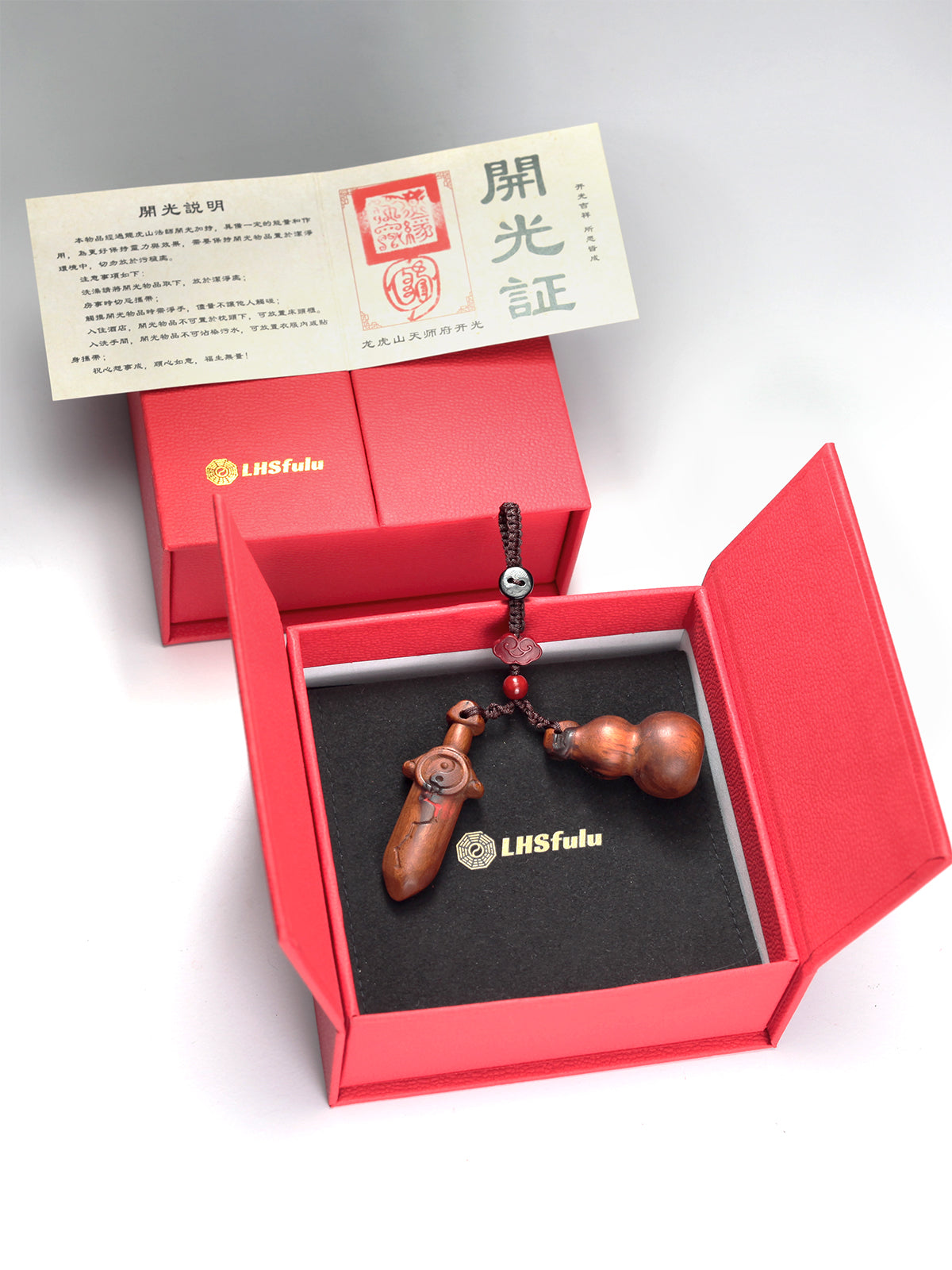 this is a creation that gathers the great power of Heaven, Earth, and Nature. Crafted from meticulously selected 100-year-old thunderstruck jujube wood, which carries the energy of both a century of time and the power of lightning, the secret 'Five Thunders Seal-Talisman' is carved into its foundation of ultimate-yang and unyielding energy, perfectly merging the divine power of nature with the secret rites of the Tao.