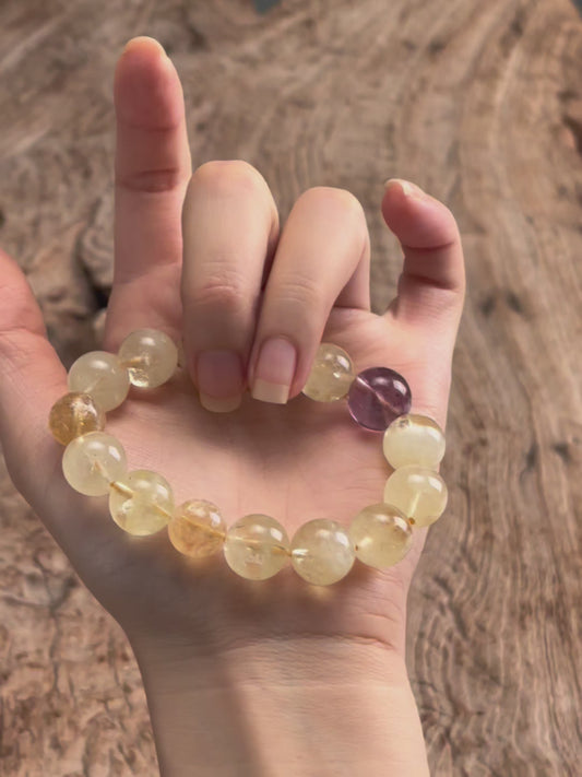 天師府祕製｜至哉坤元檸檬黃混元珠天然黃水晶手串-土五行能量