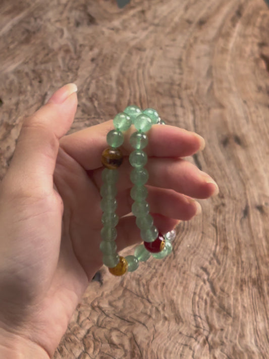 天師府祕製｜道家護身符太極八卦天然空翠綠水晶長串-木五行能量