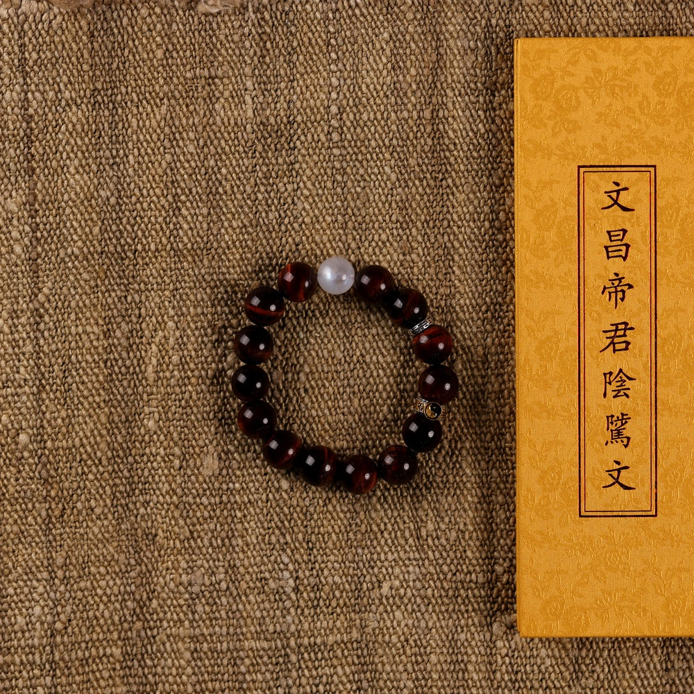 Yang Radiance Bracelet with Natural Rainbow Red Tiger’s Eye and Blue Moonstone