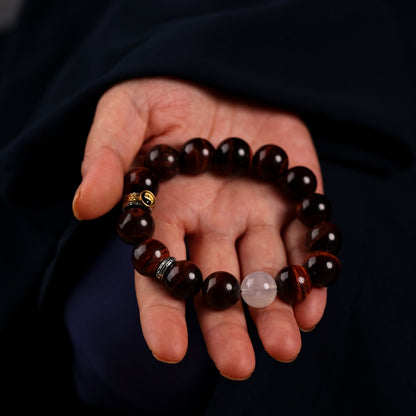 Yang Radiance Bracelet with Natural Rainbow Red Tiger’s Eye and Blue Moonstone