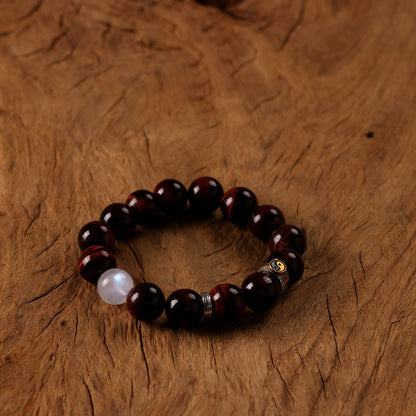 Yang Radiance Bracelet with Natural Rainbow Red Tiger’s Eye and Blue Moonstone